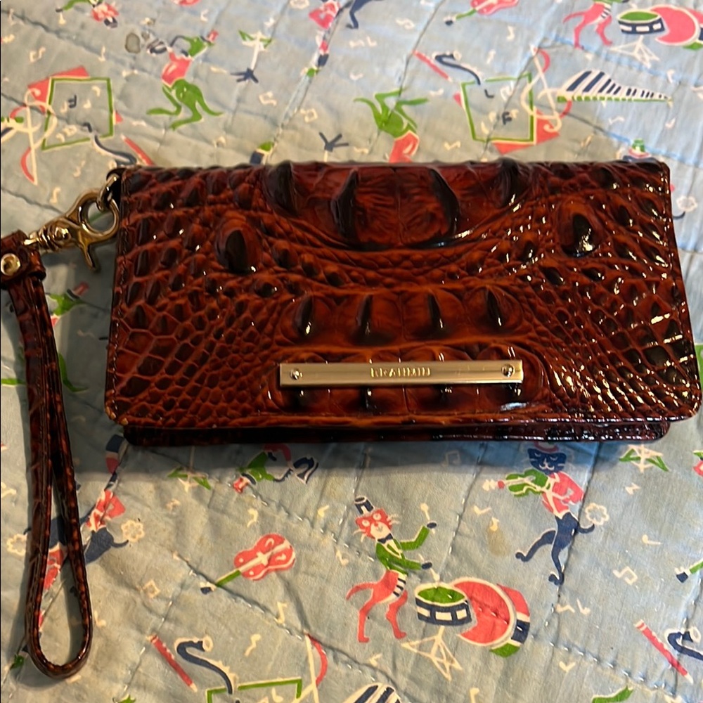 Brahmin Brown Crocodile Embossed Wristlet